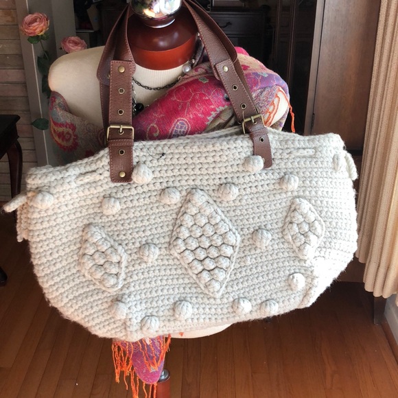 Anthropologie Handbags - Anthropologie Madison 88 Bag New! Knit! Cream
